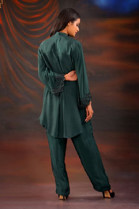 Myra Clothing Line Scallop Embellished High-Low Shirt With Pant 