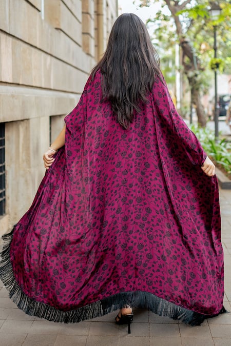 Essay By Sumedha Agrawal Floral Print Skirt Set With Cape 