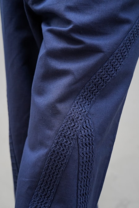 Jatin Malik Blue Cotton, Linen Pintuck Detail Overshirt With Trouser at Aza Fashions Jatin Malik_Blue Cotton, Linen Pintuck Detail Overshirt With Trouser _at_Aza_Fashions