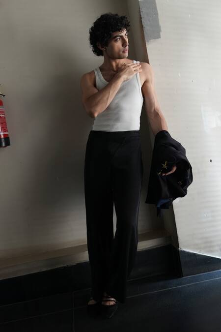 Buy Jatin Malik Black Allay Abstract Patchwork Shacket With Trouser Buy_Jatin Malik_Black Allay Abstract Patchwork Shacket With Trouser