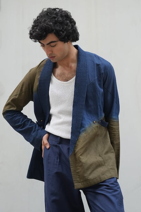 Jatin Malik Blue Cotton, Linen Embroidery Midnight Plain Trouser Online at Aza Fashions Jatin Malik_Blue Cotton, Linen Embroidery Midnight Plain Trouser _Online_at_Aza_Fashions