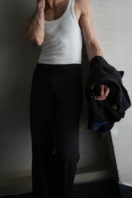 Buy Jatin Malik Black Crepe Flap Trouser Online at Aza Fashions Buy_Jatin Malik_Black Crepe Flap Trouser _Online_at_Aza_Fashions