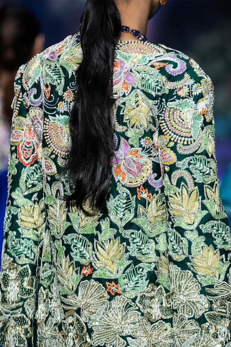 Anu Pellakuru Resham Foliage Embroidered Jacket With Sharara 