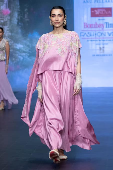 Anu Pellakuru Resham Embroidered Kaftan & Draped Pant Set 