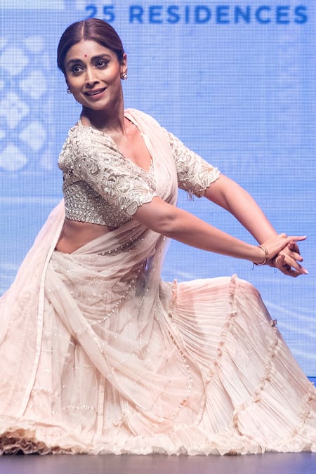 Shop Anu Pellakuru Cream Silk, Chiffon, Net Pearls, Tiered Lehenga Zardozi Embroidered Blouse Set at Aza Fashions Shop_Anu Pellakuru_Cream Silk, Chiffon, Net Pearls, Tiered Lehenga Zardozi Embroidered Blouse Set _at_Aza_Fashions