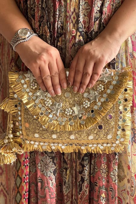 Bhavna Kumar Sheesh Bloom Embellished Clutch 