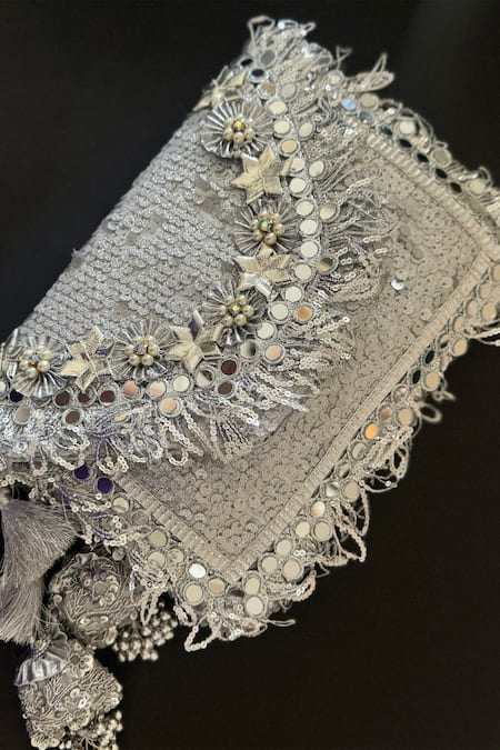 Bhavna Kumar Sheesh Sequin Bloom Embellished Clutch 