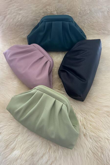 Bhavna Kumar_Green Textured Puffed Clutch_Online_at_Aza_Fashions