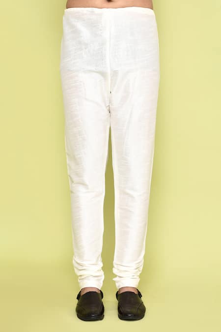 Arihant Rai Sinha_Grey Cotton Embroidery Placed Threadwork Kurta With Churidar_Online_at_Aza_Fashions