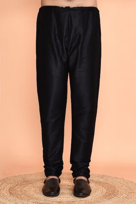 Arihant Rai Sinha_Black Silk Mirrors Cluster Kurta With Churidar _Online_at_Aza_Fashions