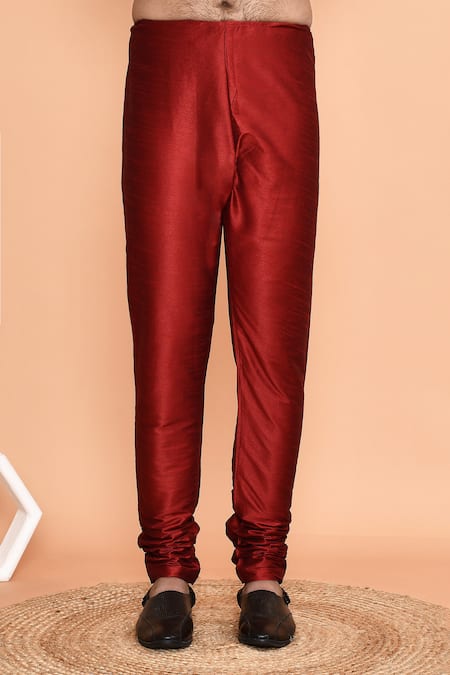 Arihant Rai Sinha_Black Denim, Silk Embroidery Flora Vine Placket Kurta With Churidar _Online_at_Aza_Fashions