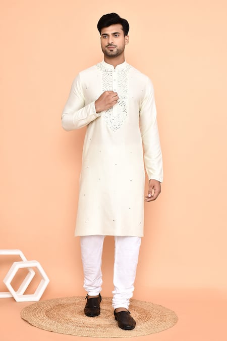 Arihant Rai Sinha Mirror Phool Embroidered Kurta With Churidar 