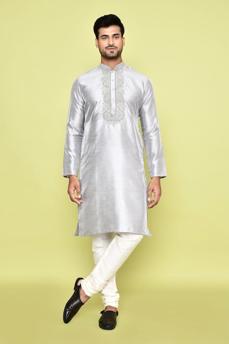 Arihant Rai Sinha Crest Bloom Placket Embroidered Kurta With Churidar 