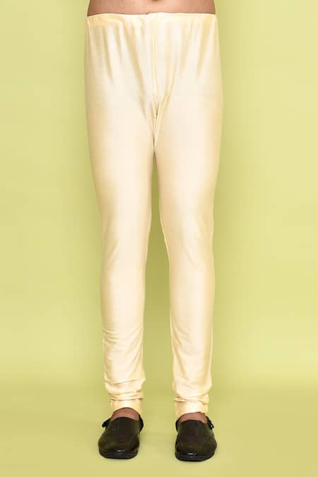 Arihant Rai Sinha_Yellow Silk Mirrors Floweret Embroidered Kurta With Churidar _Online_at_Aza_Fashions