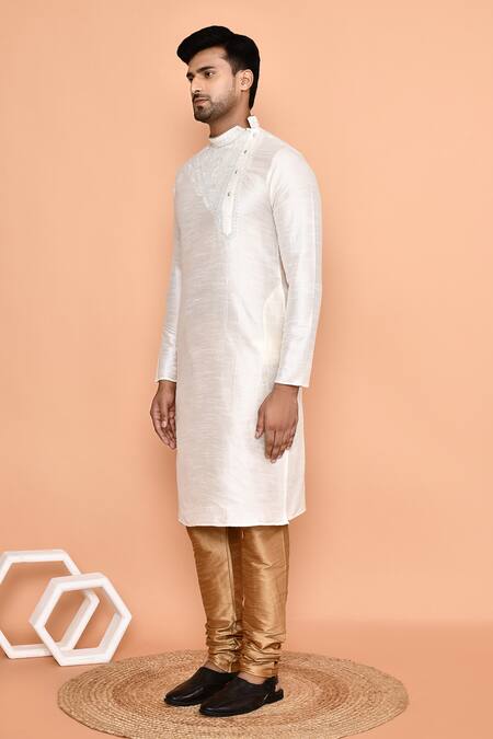 Arihant Rai Sinha_Cream Silk Embroidery Gullista Kurta With Churidar _at_Aza_Fashions