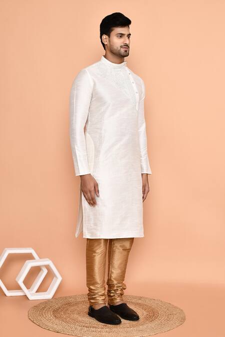 Buy_Arihant Rai Sinha_Cream Silk Embroidery Gullista Kurta With Churidar 