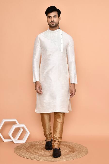 Shop_Arihant Rai Sinha_Cream Silk Embroidery Gullista Kurta With Churidar 