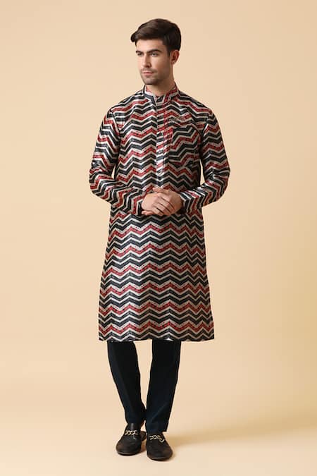 Kudrat Couture Chevron Pattern Straight Kurta 