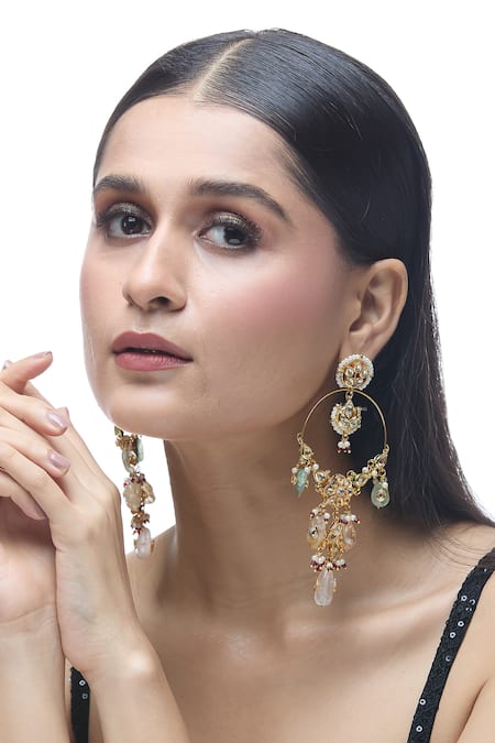 Just Shradha's Floral Carved Cutwork Earrings 