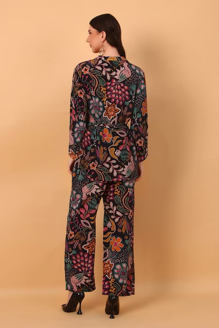 Sayisha Floral Print Embroidered Tunic & Pant Set 