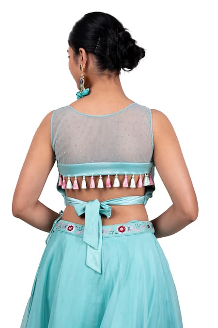 House Of Mithi Kalra Floral Resham Embroidered Lehenga Set 