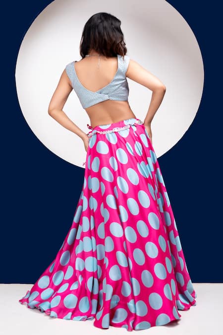 House Of Mithi Kalra Stripped Print Jacket & Lehenga Set 
