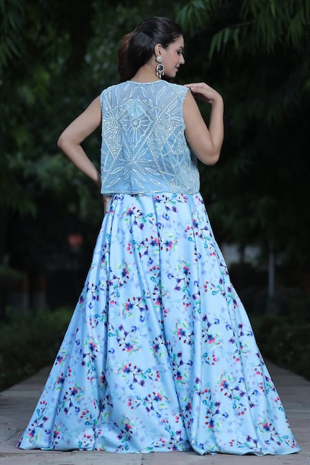 House Of Mithi Kalra Floral Print Lehenga Set With Jacket 