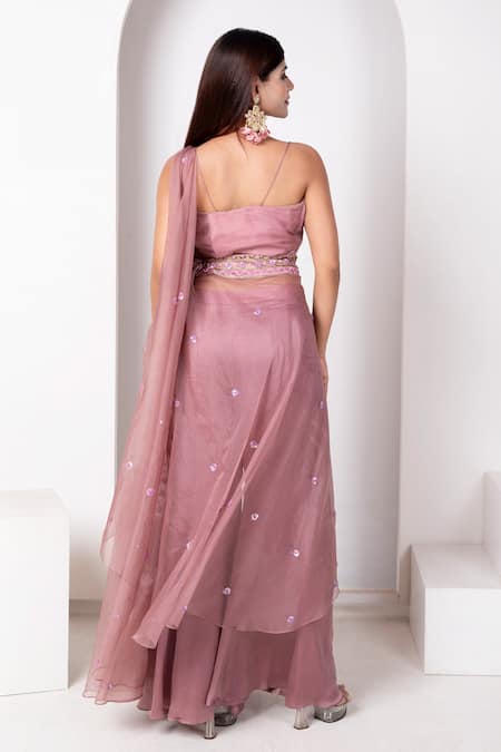 House Of Mithi Kalra Bead Work Kali Pant & Blouse Set 