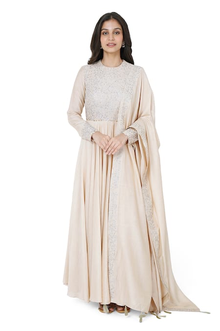 Komal Shah Embroidered Yoke Anarkali With Dupatta 