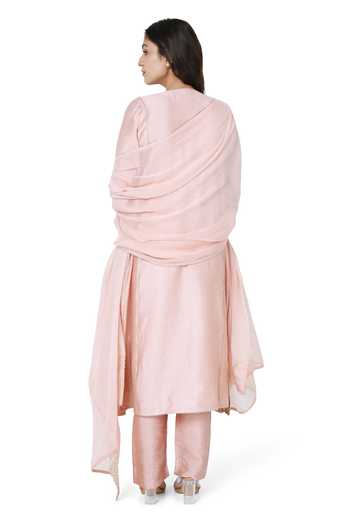 Komal Shah Chanderi Embellished Placket Anarkali Pant Set 