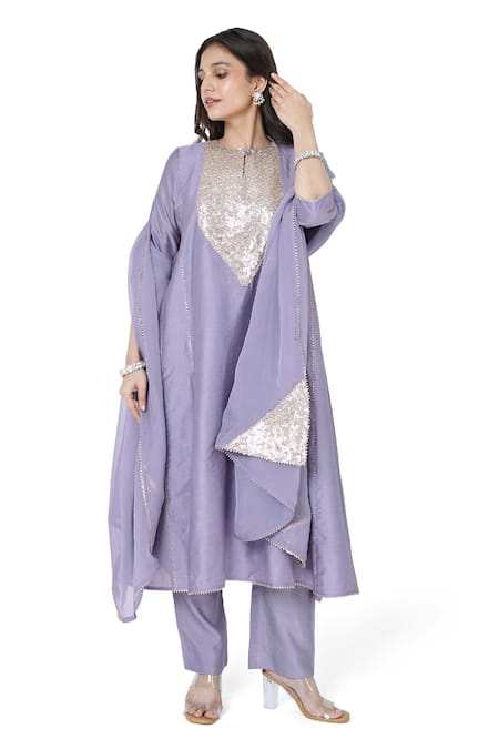 Komal Shah Sequin Embellished Anarkali Pant Set 