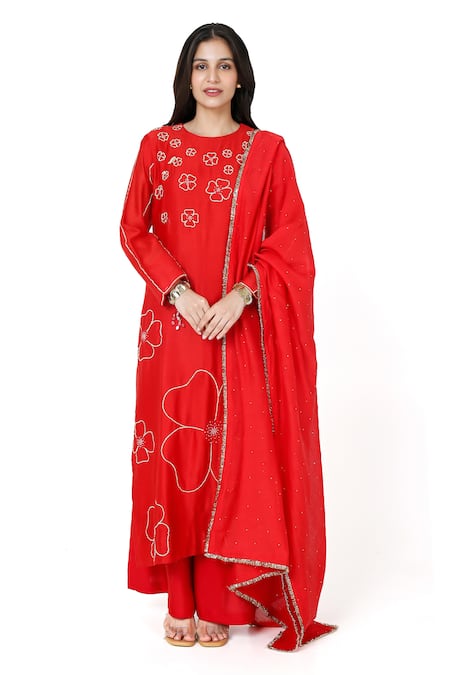 Komal Shah Hand Pita Embroidered Kurta Pant Set 