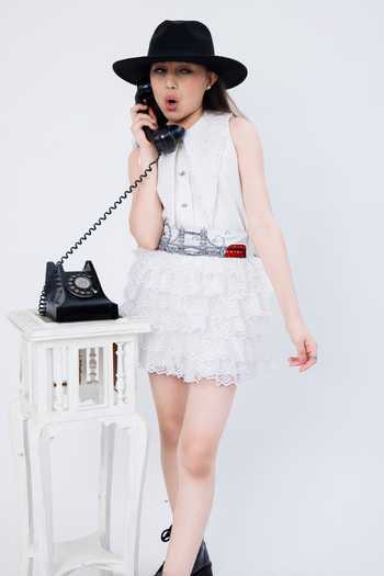Hoity Moppet_White Crepe Lace, Embroidery Cosmopolitan Shirt Dress And Skirt Set_at_Aza_Fashions