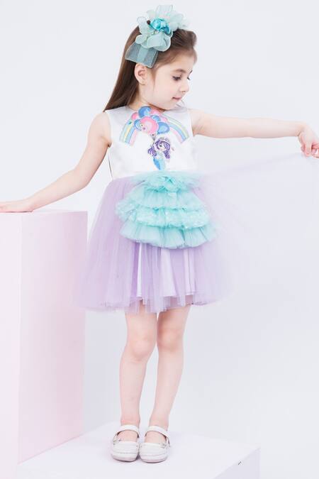 Buy Hoity Moppet White Crepe Fringe Mermaid Patchwork Embroidered Shift Dress Online at Aza Fashions Buy_Hoity Moppet_White Crepe Fringe Mermaid Patchwork Embroidered Shift Dress _Online_at_Aza_Fashions