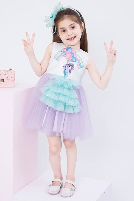 Shop Hoity Moppet White Crepe Fringe Mermaid Patchwork Embroidered Shift Dress Online at Aza Fashions Shop_Hoity Moppet_White Crepe Fringe Mermaid Patchwork Embroidered Shift Dress _Online_at_Aza_Fashions