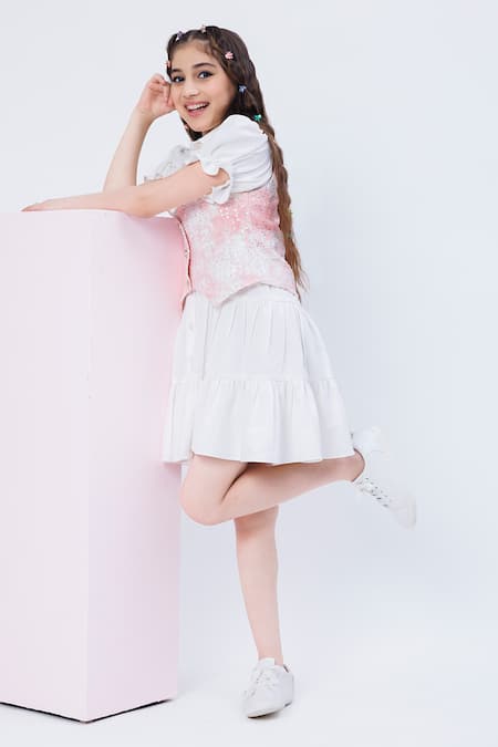 Hoity Moppet Soft Shell Shirt Dress With Embroidered Waistcoat 