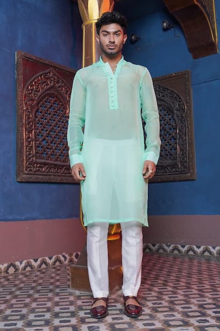 Ankur J Sheer Plain Kurta With Pant Pyjama 