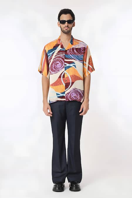 Dark Hour Abstract Print Half Sleeve Shirt 
