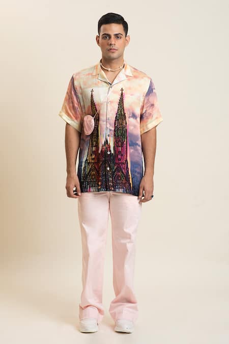 Buy_Dark Hour_Multi Color Bemberg Satin Printed Sunset Shirt _Online_at_Aza_Fashions