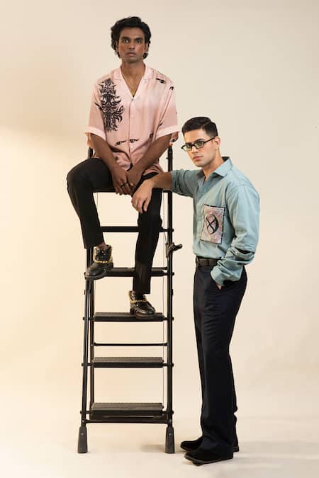 Buy_Dark Hour_Pink Modal, Satin Camp Collar Printed Shirt_Online_at_Aza_Fashions