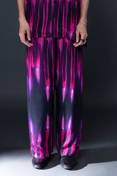 Buy Dark Hour Black Modal Satin Printed Abstract Shirt And Pant Set Online at Aza Fashions Buy_Dark Hour_Black Modal Satin Printed Abstract Shirt And Pant Set _Online_at_Aza_Fashions