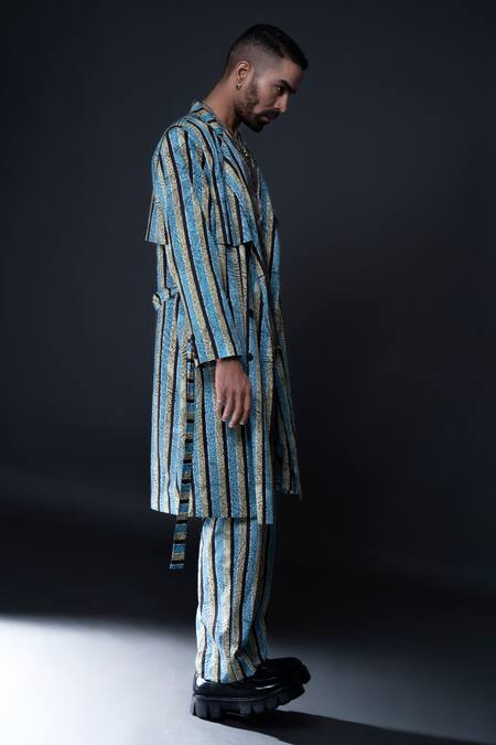 Shop Dark Hour Green Cotton Satin Printed Abstract Longline Jacket Online at Aza Fashions Shop_Dark Hour_Green Cotton Satin Printed Abstract Longline Jacket _Online_at_Aza_Fashions