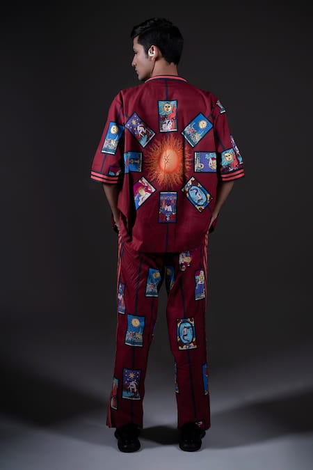 Dark Hour Abstract Print Half Sleeve Button Down Shirt 