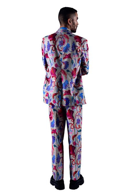 Shop Dark Hour Multi Color 100% Cotton Suiting Print Flower Vine Jacket Online at Aza Fashions Shop_Dark Hour_Multi Color 100% Cotton Suiting Print Flower Vine Jacket _Online_at_Aza_Fashions