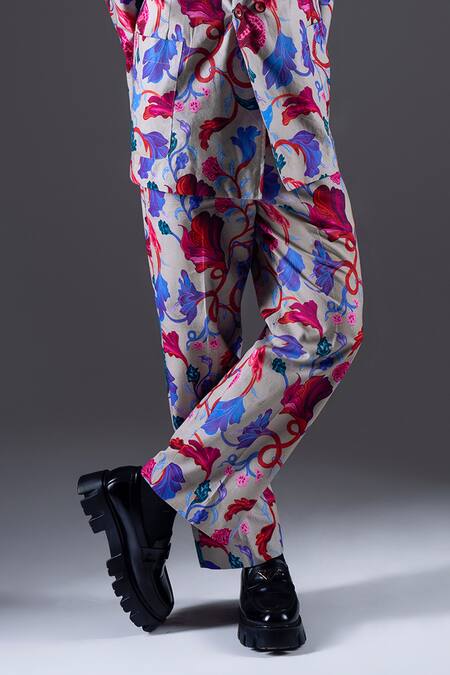 Dark Hour Multi Color 100% Cotton Suiting Print Flower Vine Pant Online at Aza Fashions Dark Hour_Multi Color 100% Cotton Suiting Print Flower Vine Pant _Online_at_Aza_Fashions