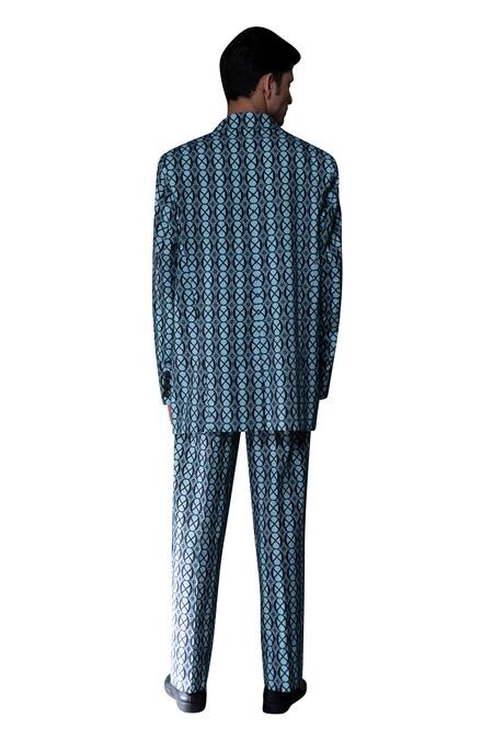 Dark Hour Green Cotton Geometric Print Pant at Aza Fashions Dark Hour_Green Cotton Geometric Print Pant _at_Aza_Fashions