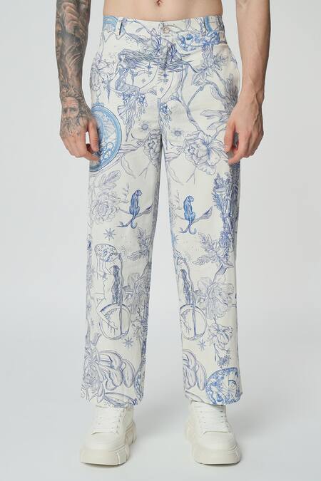 Dark Hour Off White Cotton Print Toile De Jouy Shacket With Pant Online at Aza Fashions Dark Hour_Off White Cotton Print Toile De Jouy Shacket With Pant _Online_at_Aza_Fashions