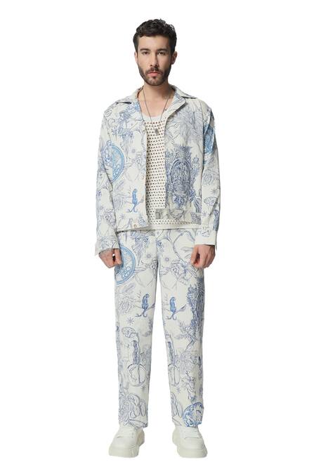 Buy Dark Hour Off White Cotton Print Toile De Jouy Shacket Online at Aza Fashions Buy_Dark Hour_Off White Cotton Print Toile De Jouy Shacket _Online_at_Aza_Fashions