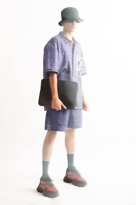 Shop Dark Hour Purple Cotton Goddess Hecate Print Shirt With Shorts at Aza Fashions Shop_Dark Hour_Purple Cotton Goddess Hecate Print Shirt With Shorts_at_Aza_Fashions