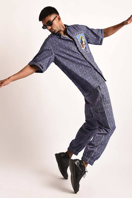 Shop Dark Hour Purple Cotton Goddess Hecate Print Shirt With Pant at Aza Fashions Shop_Dark Hour_Purple Cotton Goddess Hecate Print Shirt With Pant_at_Aza_Fashions